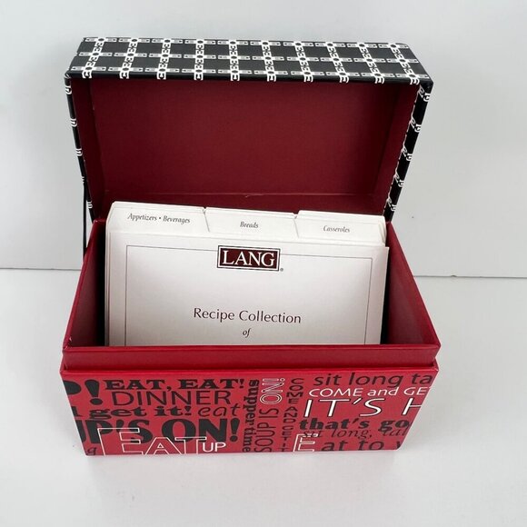 Lang Recipe Box File Red "Let's Eat" Current Vintage Recipe Cards Storage Perfec - Picture 5 of 10